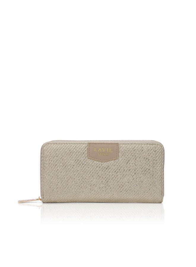 لافي محفظة نسائية فاخرة بسحاب كبير بتصميم جذاب بيج - Image 1